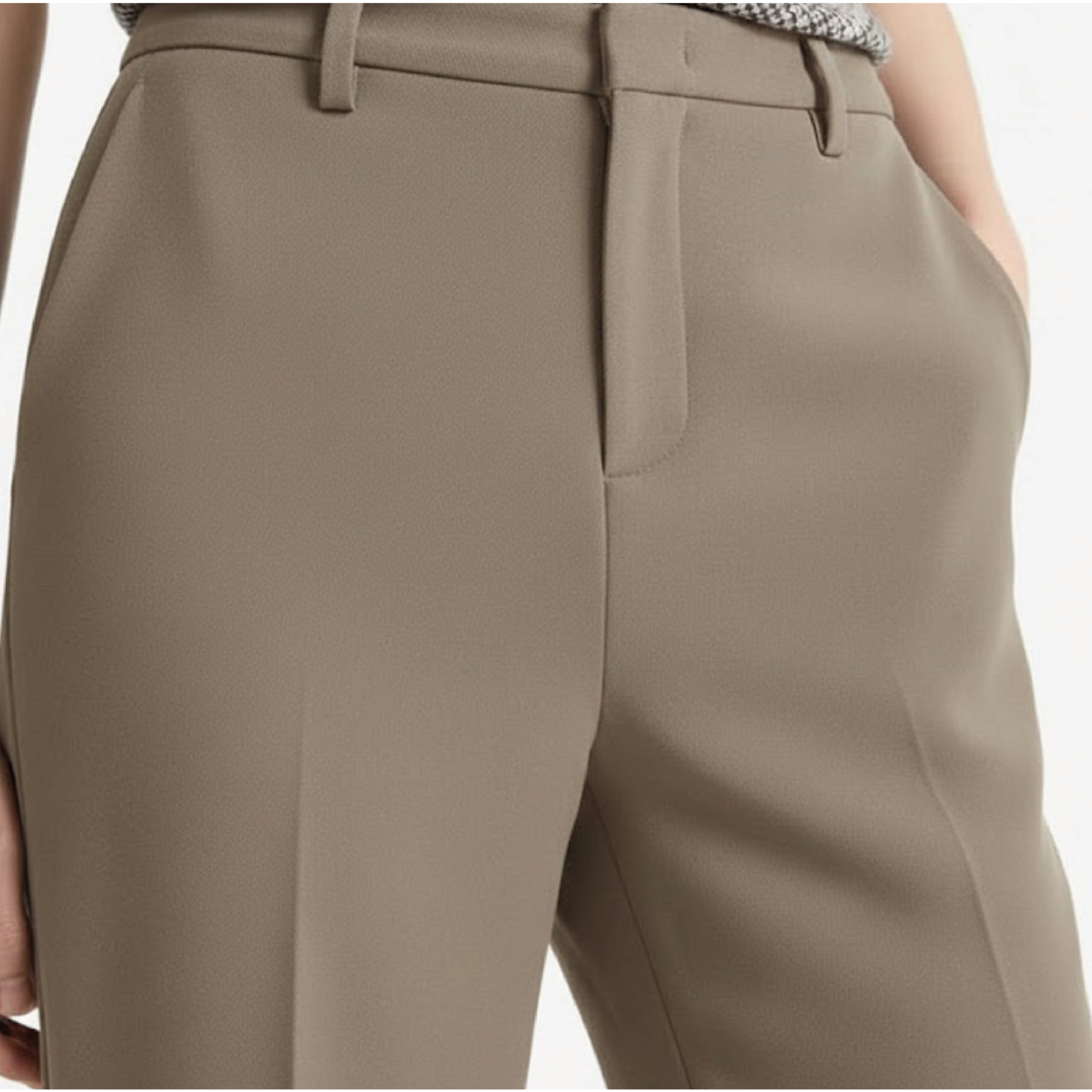 Mid Rise Bootcut Pants - Taupe