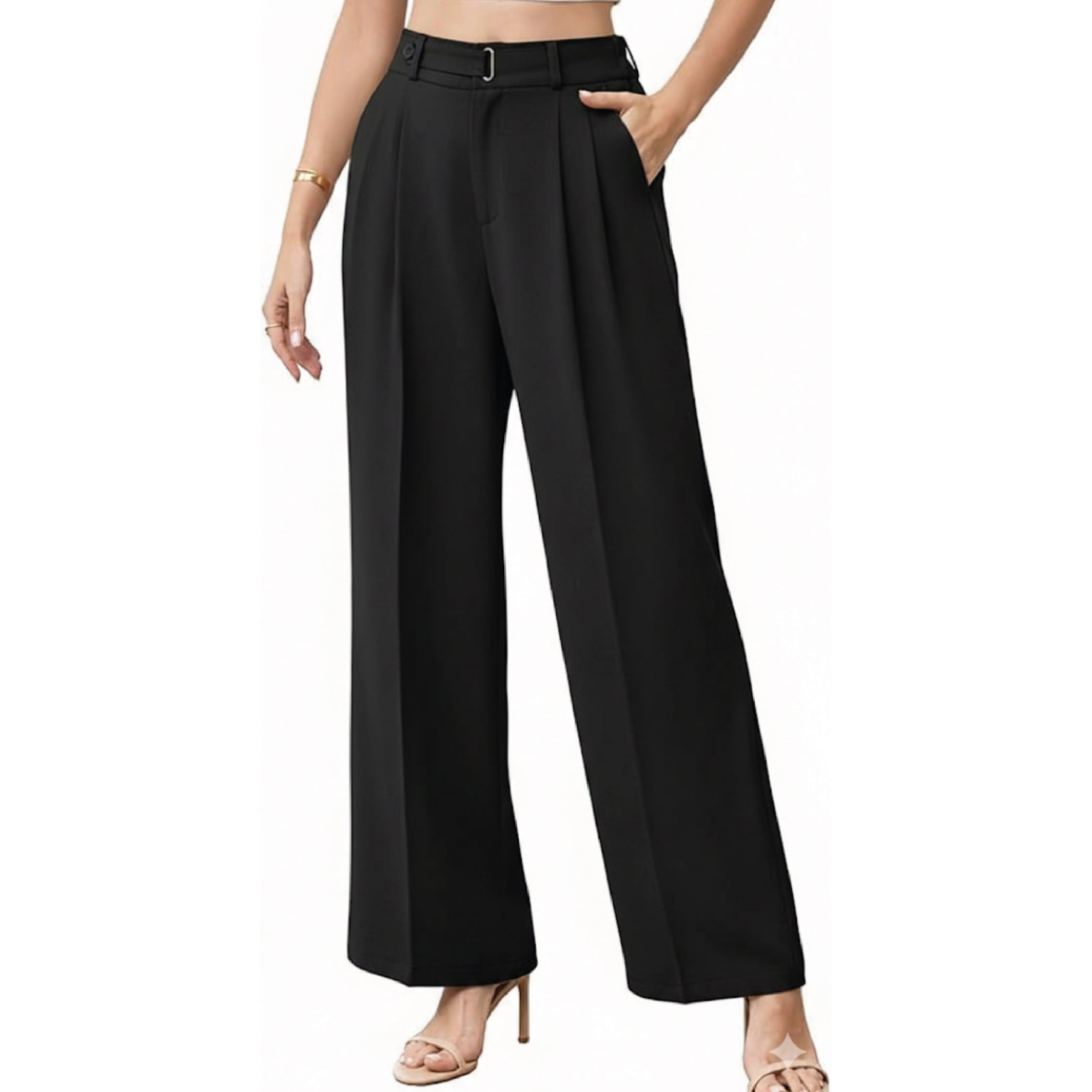 High-Waisted Dress Pants - Black
