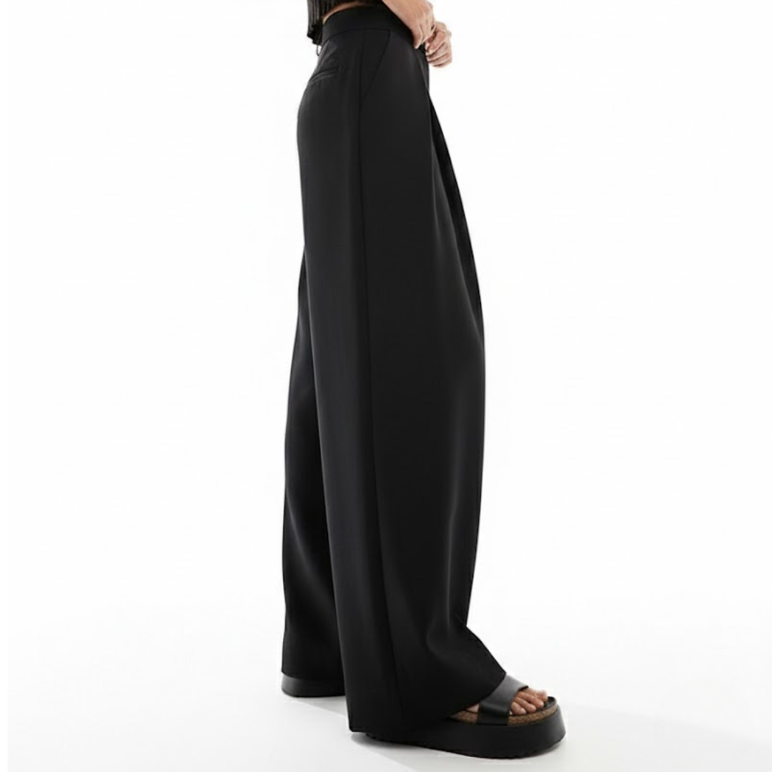 Wide Leg Suiting Pants - Black