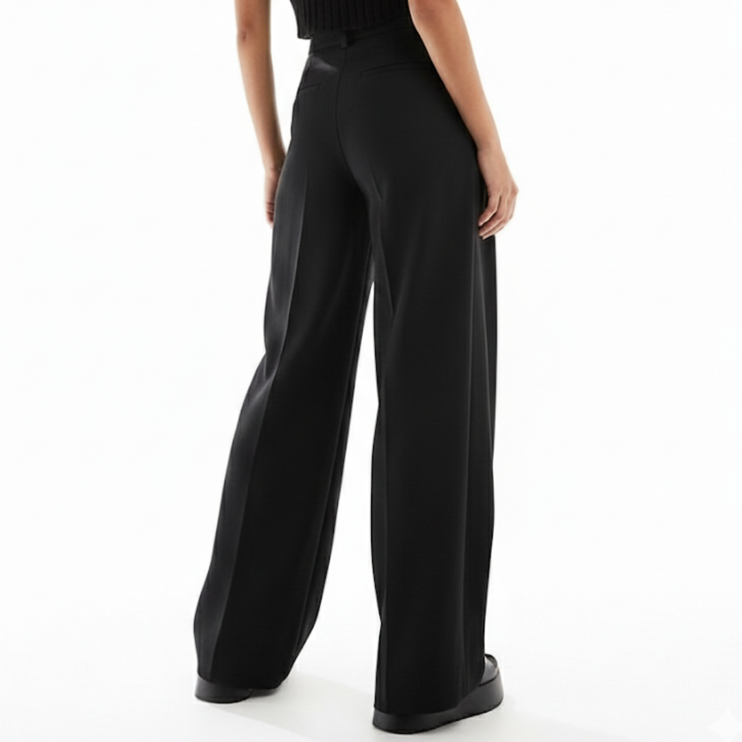 Wide Leg Suiting Pants - Black